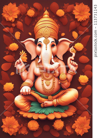 Diwali Holiday greeting card with two burning di ya. 113731143