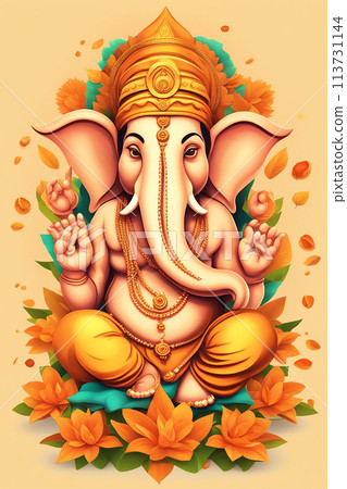 Diwali Holiday greeting card with two burning di ya. 113731144