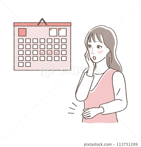 一名意識到自己懷孕的婦女的插圖。 113731209