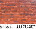 Background of old vintage brick wall ,Weathered texture,old , red brick wall background, grungy rusty blocks. 113731257