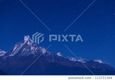 Fishtail mountain at night view in Nepal Fishtail mountain at night view in Nepal 113731304