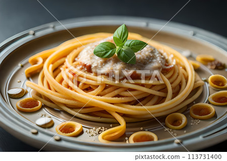 pasta meatball spaghetti tomato sauce grated parmesan chees 113731400