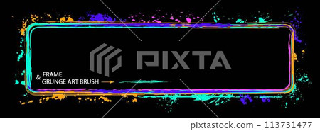 Horizontal rectangular frame, grunge art brush Horizontal rectangular frame, grunge art brush 113731477