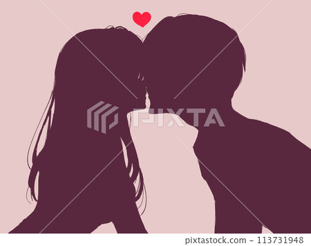 接吻的男人和女人剪影 113731948