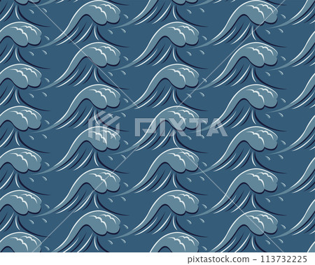 Wavy seamless wallpaper pattern background. Vector illustration. 113732225