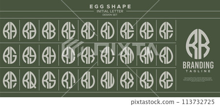 Collection of food egg shape initial letter R RR logo design 113732725