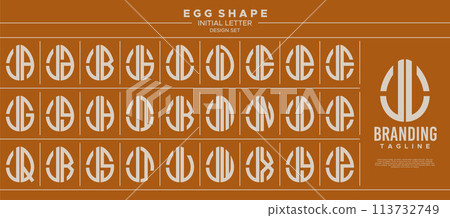 Simple line egg shape stamp letter J JL logo design set Simple line egg shape stamp letter J JL logo design set 113732749
