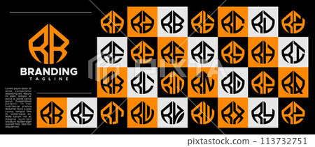 Bundle of simple line abstract letter R RR logo design Bundle of simple line abstract letter R RR logo design 113732751