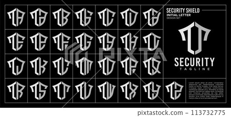 Set of technology shield letter T TT logo design Set of technology shield letter T TT logo design 113732775