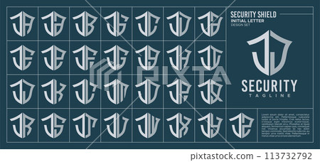 Line security shield letter J JJ logo design set - Stock Illustration ...