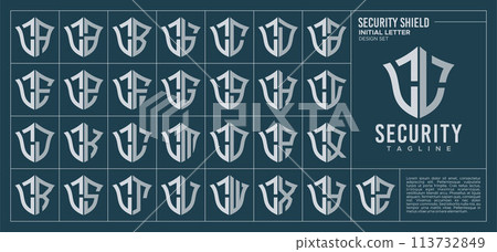 Line security shield letter L LL logo design set 113732849