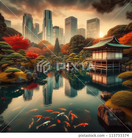 傳統與現代的和諧:日本花園的秋天 傳統與現代的和諧:日本花園的秋天 113733374