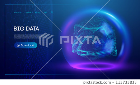 Purple sphere on electric blue background a celestial world in the vast sky 113733833