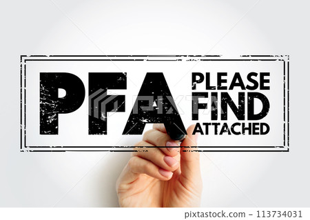 PFA - Please Find Attached acronym text stamp, business concept background 113734031