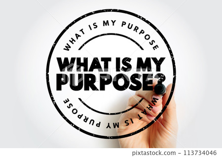 What Is My Purpose question text stamp, concept background What Is My Purpose question text stamp, concept background 113734046