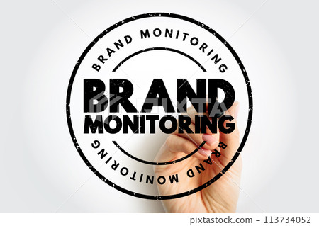 Brand Monitoring text stamp, concept background Brand Monitoring text stamp, concept background 113734052
