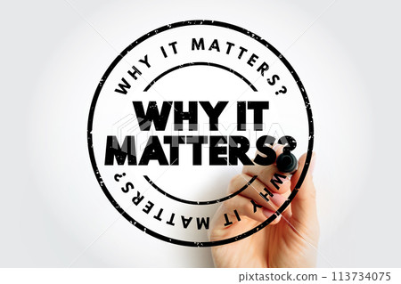 Why It Matters Question text stamp, concept background 113734075
