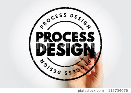 Process Design text stamp, concept background 113734076