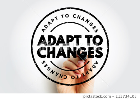 Adapt To Changes text stamp, concept background 113734105