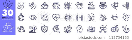Mattress, Face attention and Medical flight line icons pack. Orange, Heartbeat, Myopia web icon. Blood donation, Skin care, Spinach pictogram. Medical analyzes, Bicycle, Vaccine announcement. Vector Mattress, Face attention and Medical flight line icons pack. Orange, Heartbeat, Myopia web icon. Blood donation, Skin care, Spinach pictogram. Medical analyzes, Bicycle, Vaccine announcement. Vector 113734163