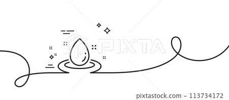 Fuel energy line icon. Continuous one line with curl. Petroleum sign. Diesel drop symbol. Fuel energy single outline ribbon. Loop curve pattern. Vector 113734172