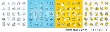 Vector icons set of Coffee cup, Sunny weather and Photo thumbnail line icons pack for web with Blood donation, Lgbt, Hold heart outline icon. Petrol station, Student, Grill pictogram. Vector Vector icons set of Coffee cup, Sunny weather and Photo thumbnail line icons pack for web with Blood donation, Lgbt, Hold heart outline icon. Petrol station, Student, Grill pictogram. Vector 113734391
