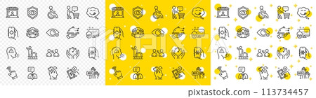 Outline Communication, Health app and Eye detect line icons pack for web with Buyer think, Market seller, Luggage belt line icon. Timer, Cough, Food delivery pictogram icon. Bid offer. Vector Outline Communication, Health app and Eye detect line icons pack for web with Buyer think, Market seller, Luggage belt line icon. Timer, Cough, Food delivery pictogram icon. Bid offer. Vector 113734457