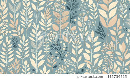 藍色植物圖案 113734515