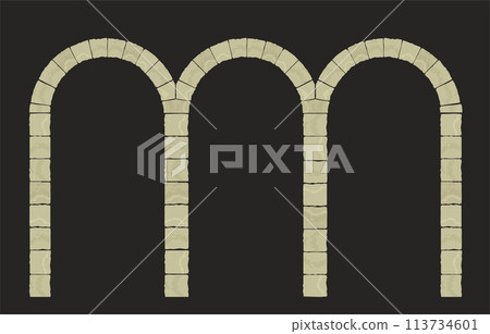 Arch in the wall of beige cut stone Arch in the wall of beige cut stone 113734601