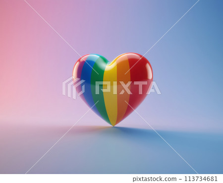 3D heart in Pride colors floats in the air 113734681