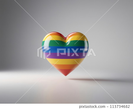 3D heart in Pride colors floats in the air 113734682