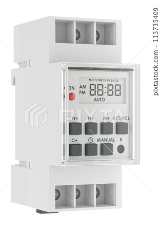 Digital timer switch, 3D rendering Digital timer switch, 3D rendering 113735409