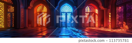 stained glass windows in a mosque 113735781