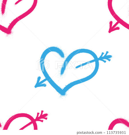 Seamless pattern of sprayed graffiti hearts. Vector illustration for your design Seamless pattern of sprayed graffiti hearts. Vector illustration for your design 113735931