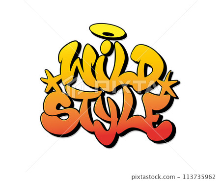 Wild style font in graffiti style. Vector - Stock Illustration