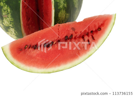 Watermelon, a staple food and natural fruit, is shown on a white background 113736155