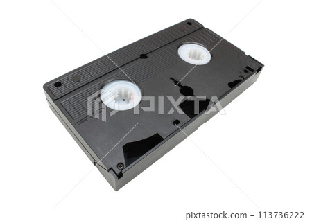 VHS video tape cassette isolated on white background VHS video tape cassette isolated on white background 113736222