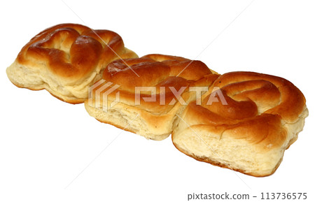 Ruddy rich and delicious bun isolated on white background Ruddy rich and delicious bun isolated on white background 113736575