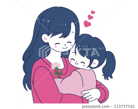 Mom and girl hugging tightly I love you mom 113737592