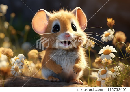Beautiful cute mouse. AI generated 113738401
