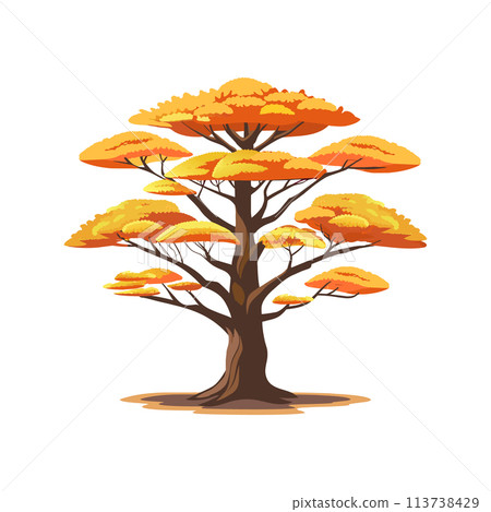 Autumn ginkgo tree isolated on white background. Blooming tree in autumn. Vector illustration Autumn ginkgo tree isolated on white background. Blooming tree in autumn. Vector illustration 113738429
