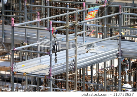 Construction site for building foundation (ground scaffolding) Image 113738627