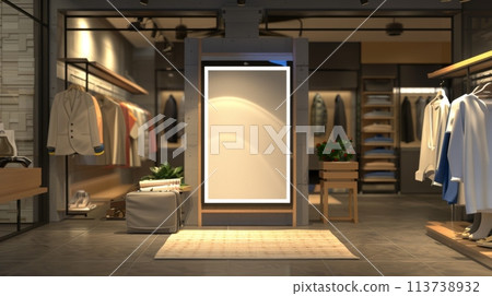 Smart Mirror Mockup in Boutique Changing Room, Futuristic Fashion, AI Created 113738932