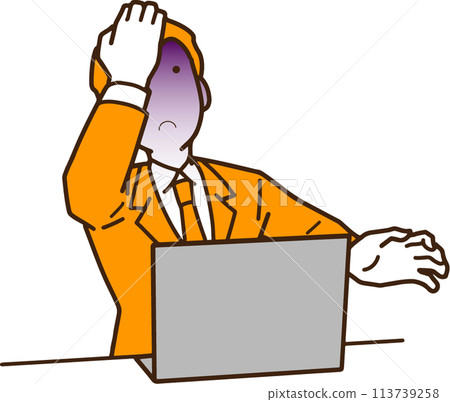 Businessman having trouble with a computer 113739258