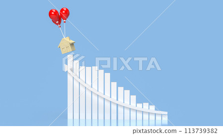 The house wood and balloons  for property or building concept 3d rendering. 113739382