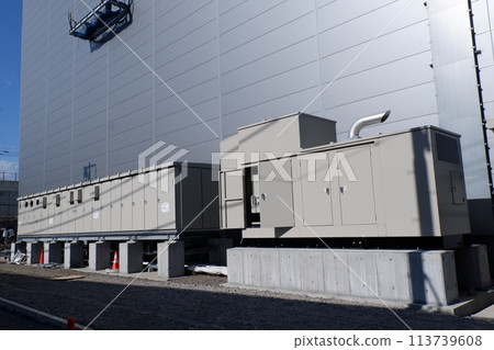 Emergency power source installed outdoors Emergency power source installed outdoors 113739608