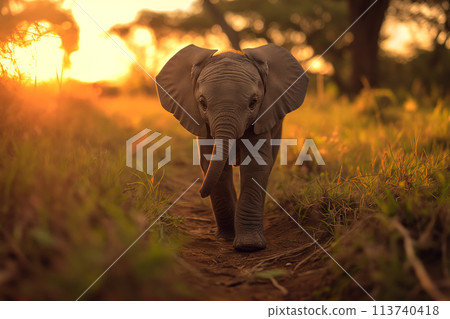 A Baby Elephant in the Wild 113740418