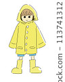 一個男孩穿著雨衣 113741312