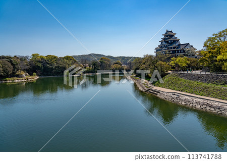 Okayama Castle seen from the moat side, Okayama Prefecture Okayama Castle seen from the moat side, Okayama Prefecture 113741788