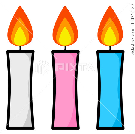 Colorful candles and lit candles illustration 113742189